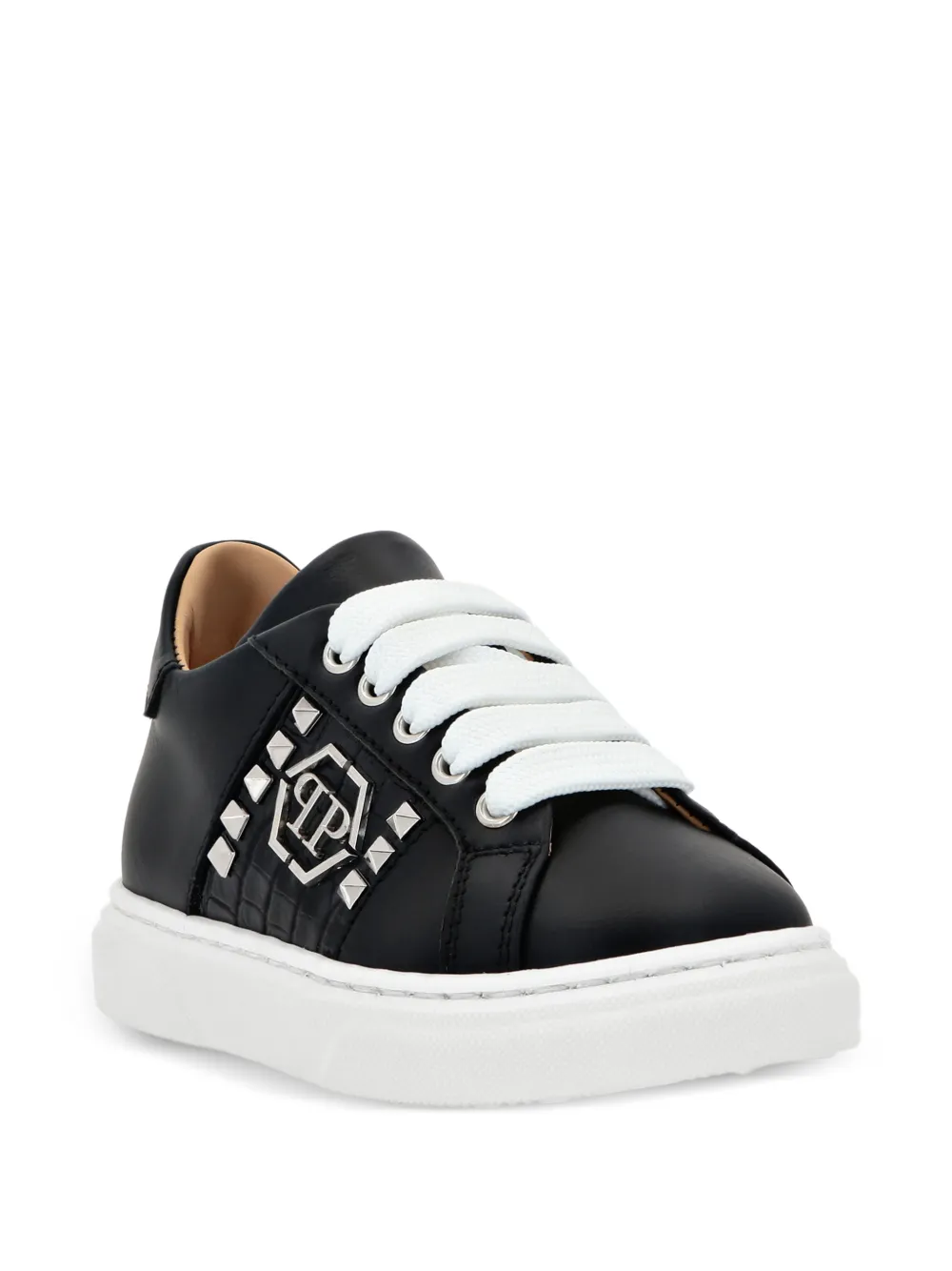 Philipp Plein Leren sneakers met studs Zwart