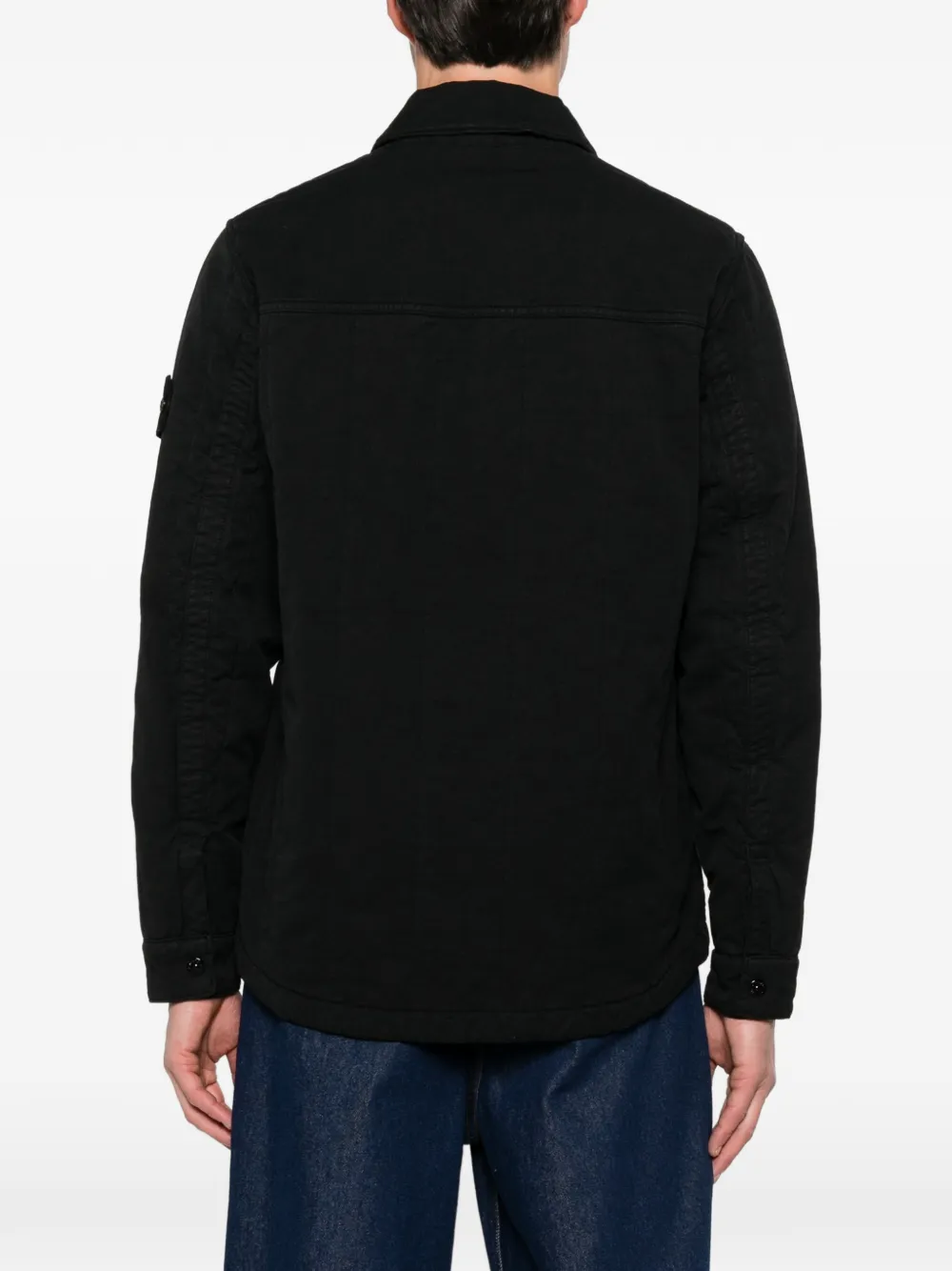 Stone Island tc_S.I. Ghost gewatteerd katoenen linnen jack Zwart