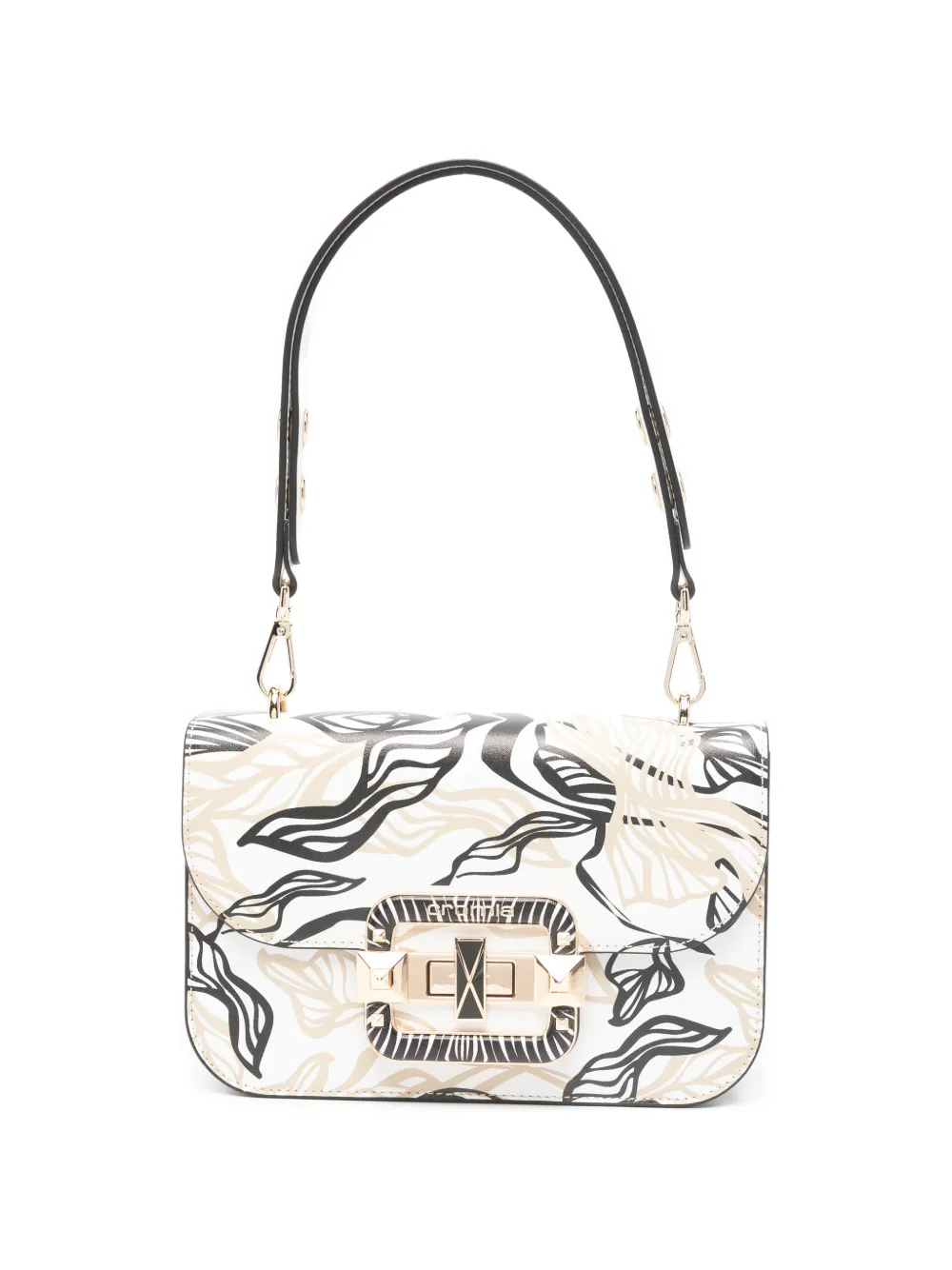 cromia graphic-print leather cross body bag - Bianco