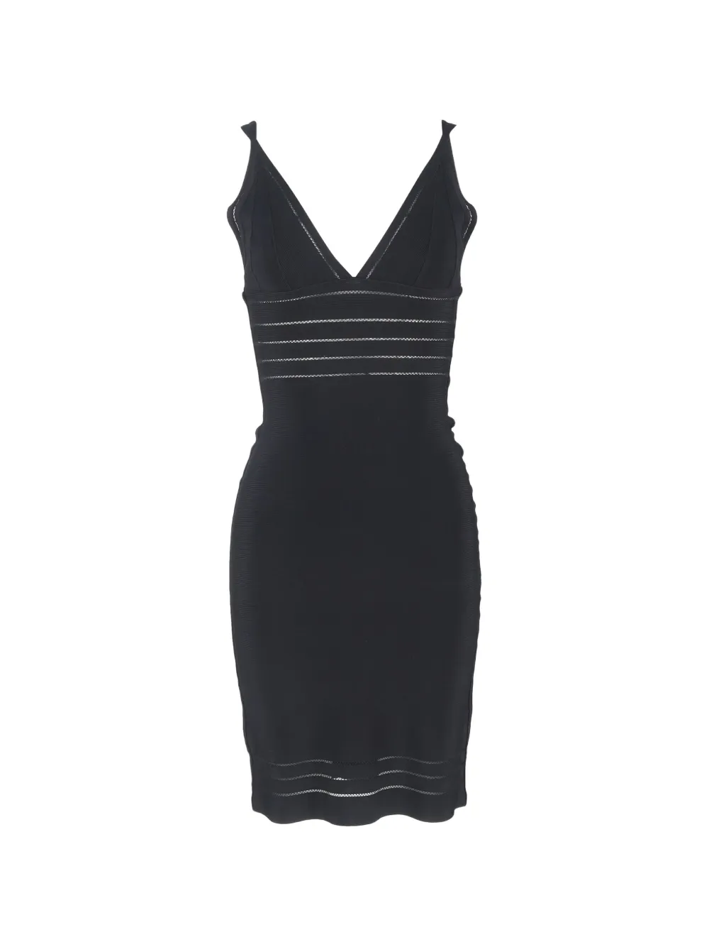 Hervé Léger Pre-Owned robe mi-longue à col v - Noir