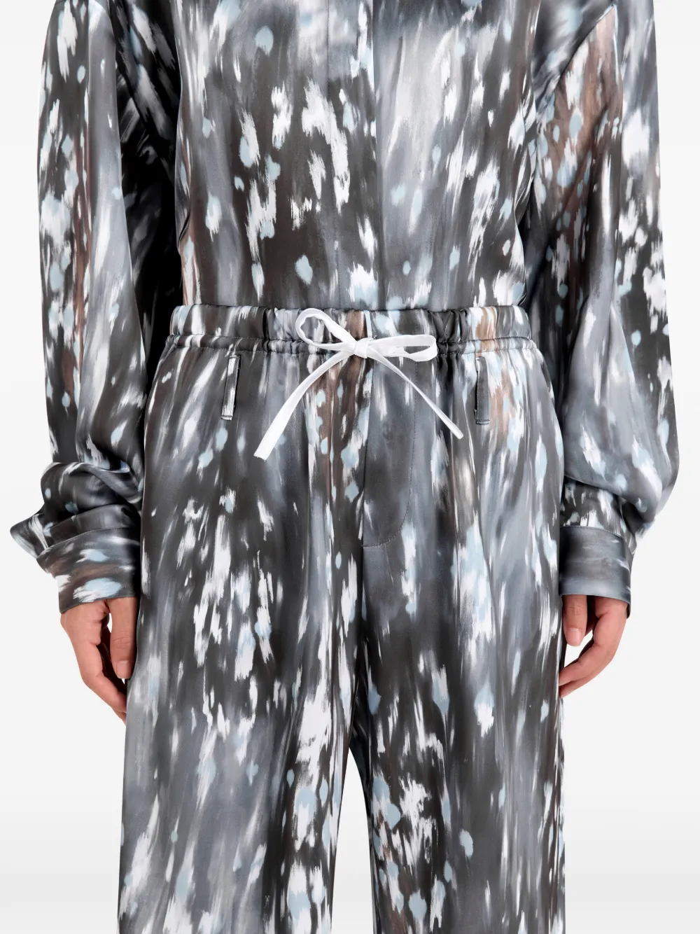 IRO Broek met trekkoordtaille en abstracte print Grijs