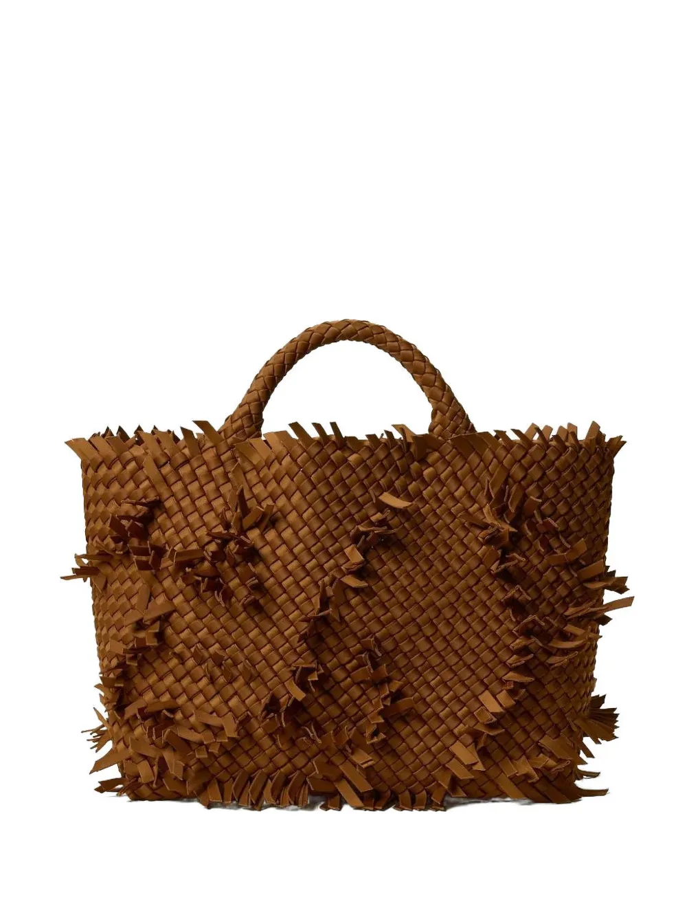 NAGHEDI St. Barths woven-design fringed-detail tote - Marrone