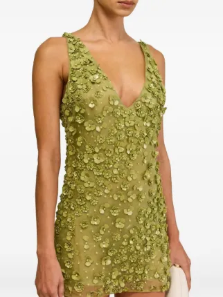 cult gaia green sequin dress Sapphira Floral V-neck | rayon crepe