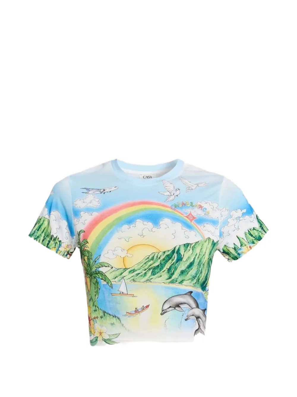 Casablanca cropped T-shirt - Blu