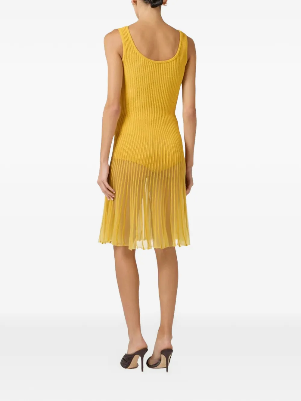 Elisabetta Franchi Plissé jurk met knopen Geel