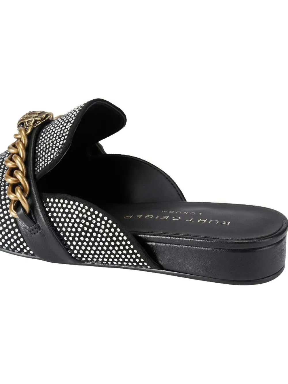 Kurt Geiger Chelsea muiltjes verfraaid met ketting Zwart