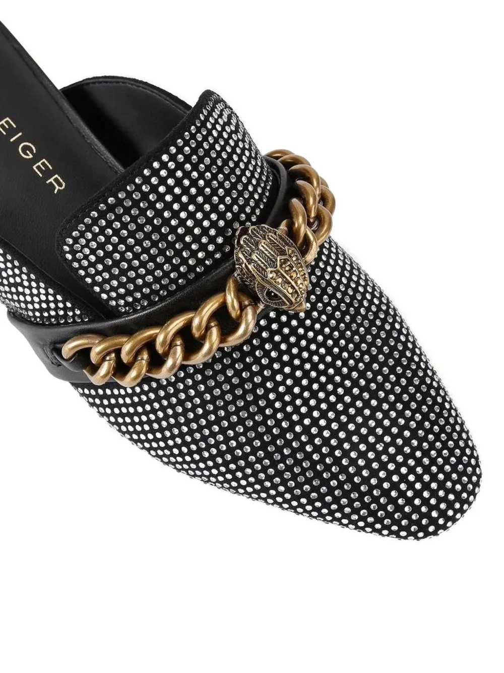 Kurt Geiger Chelsea muiltjes verfraaid met ketting Zwart