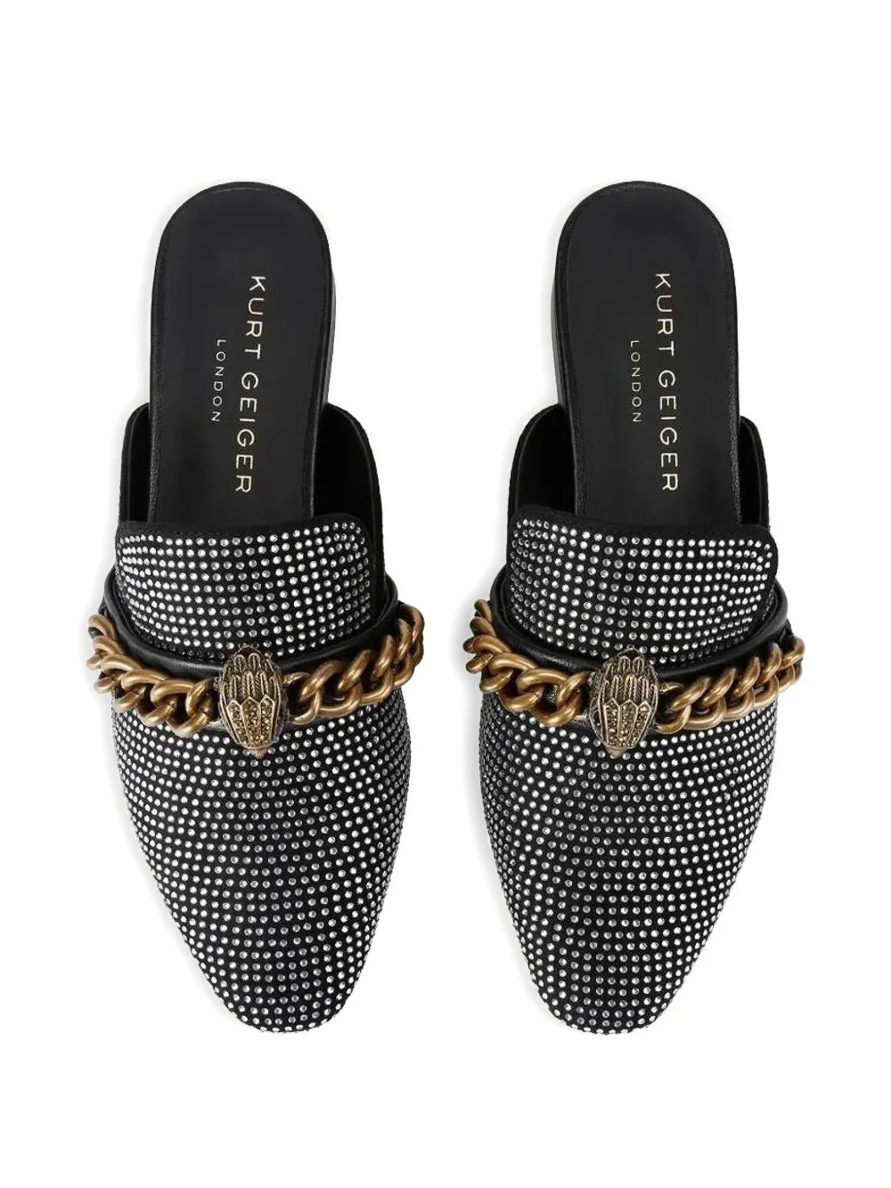 Kurt Geiger Chelsea muiltjes verfraaid met ketting Zwart