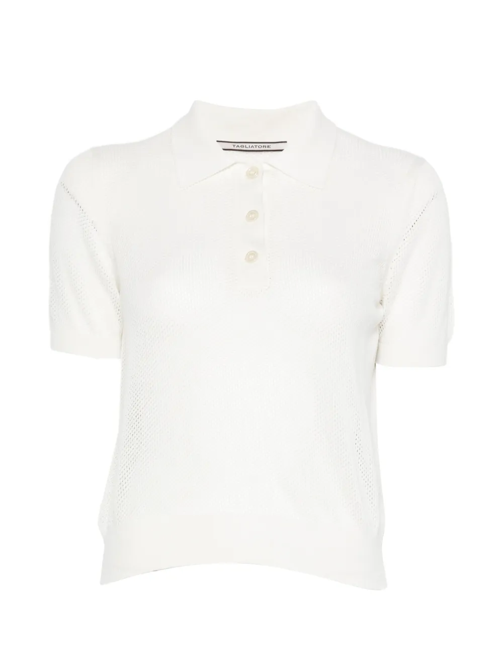 Tagliatore Fabrizia mesh-knit polo top - Weiß
