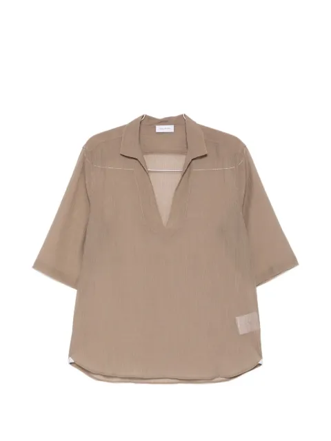 Tagliatore semi-sheer V-neck shirt