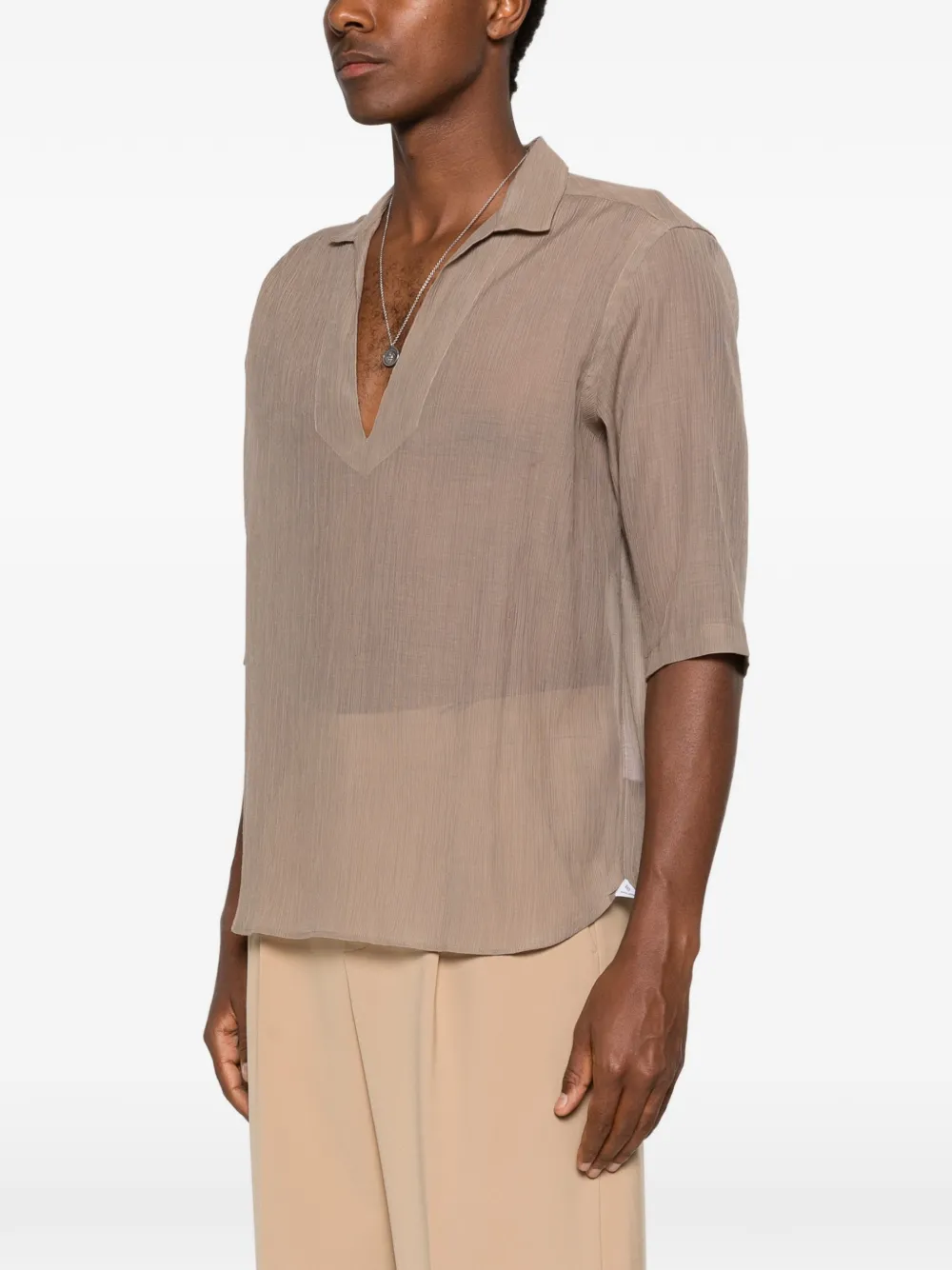 Tagliatore Semi-doorzichtig shirt Bruin