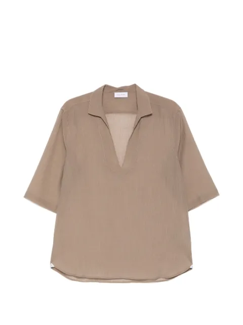 Tagliatore semi-sheer V-neck shirt