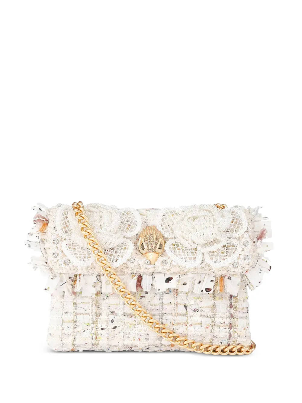 Kurt Geiger mini Tweed flower embellished shoulder bag - Toni neutri