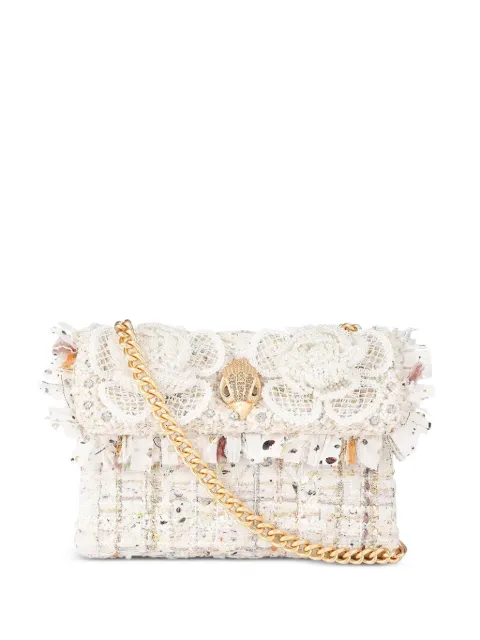 Kurt Geiger London mini Tweed flower-embellished shoulder bag