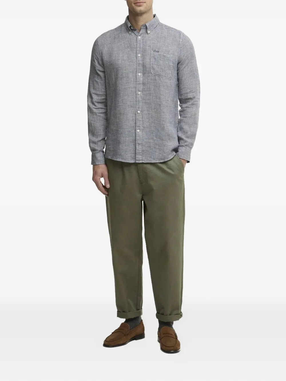 Barbour Linton getailleerde overhemd Blauw