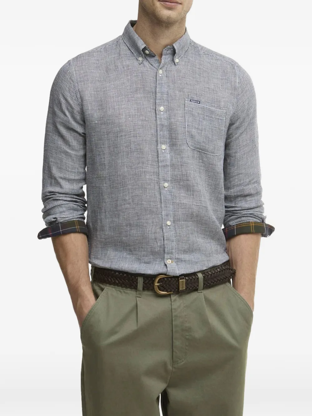 Barbour Linton getailleerde overhemd Blauw