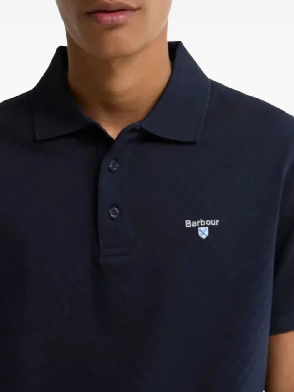  Barbour Polo Sutton Con Logo Bordado - Azul 