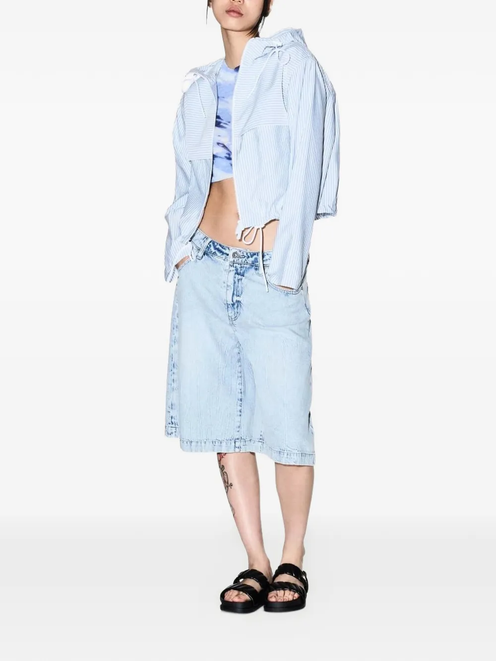  Armani Exchange Chaqueta A Rayas Con Capucha - Azul 