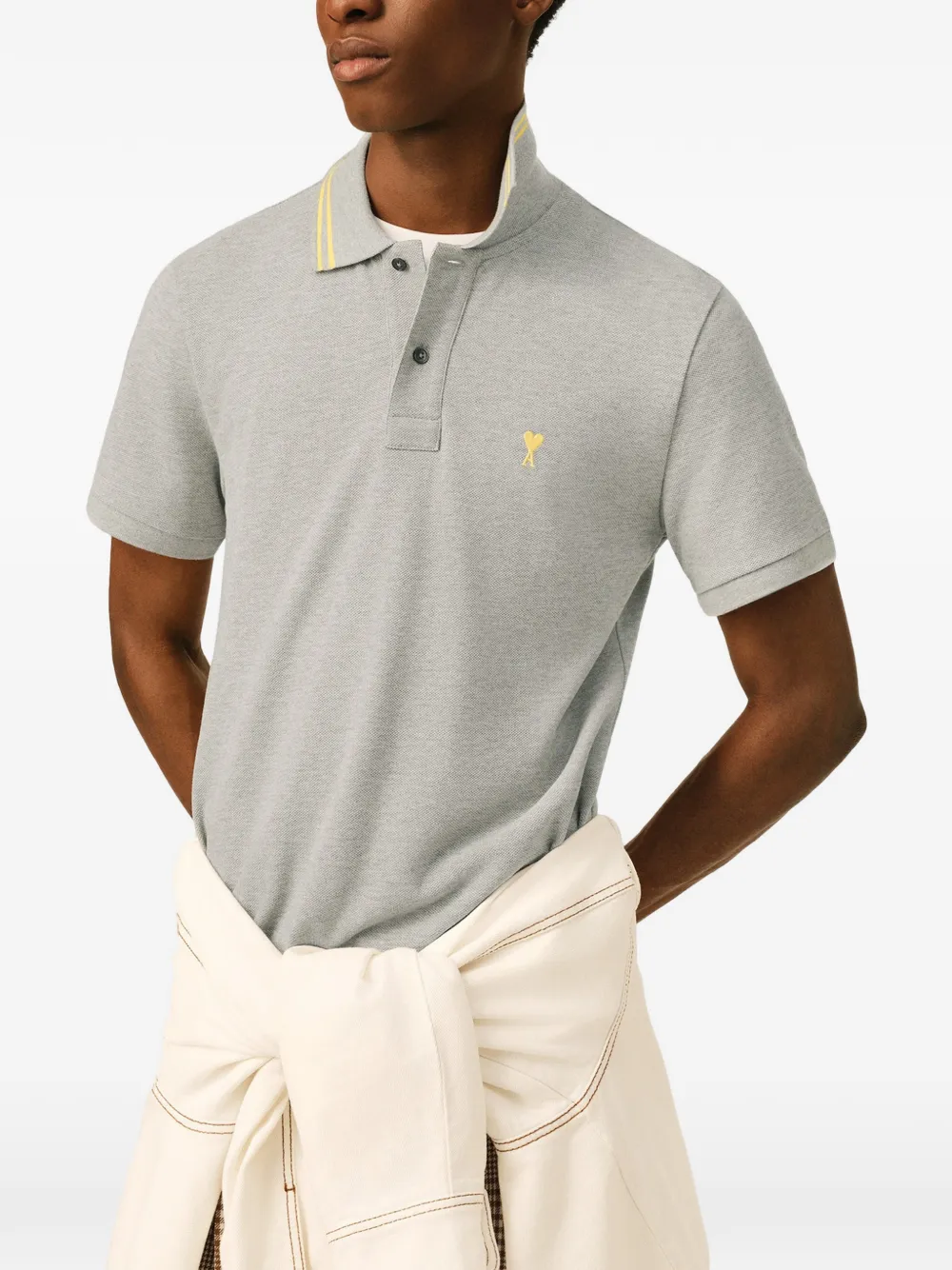 AMI Paris Ami De Cœur poloshirt met korte mouwen Grijs