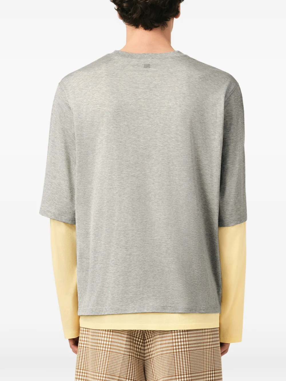AMI Paris Ami De Coeur T-shirt met dubbele laag Grijs