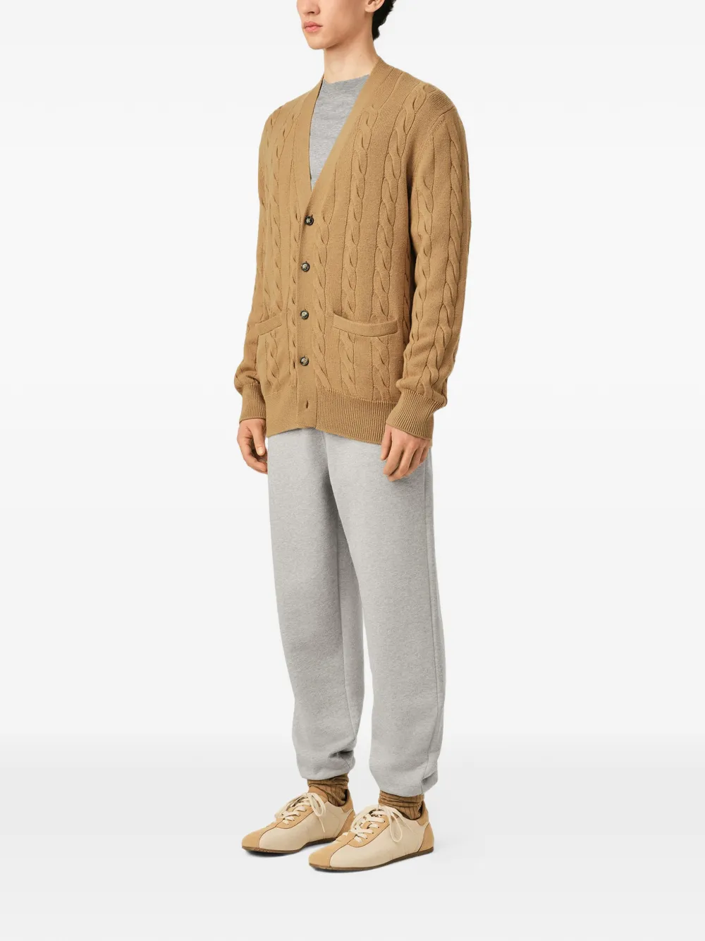 AMI Paris Wollen en katoenen kabelvest Bruin