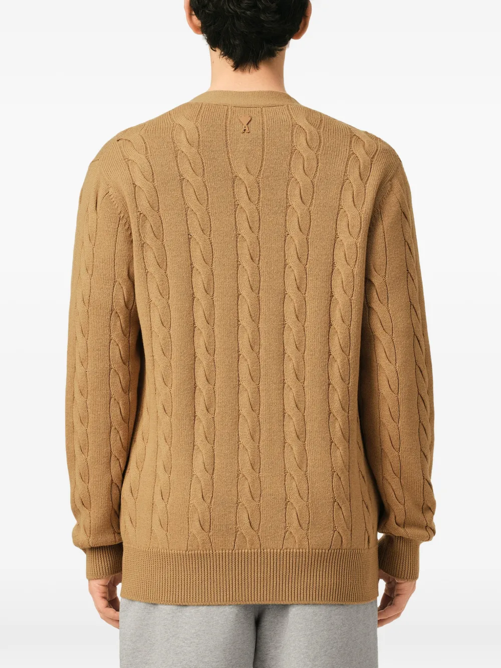 AMI Paris Wollen en katoenen kabelvest Bruin