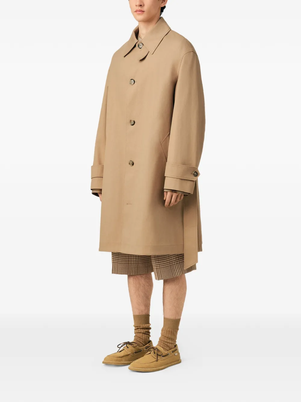 AMI Paris Waterafstotende katoenen Mac-jas met twill-riem Beige