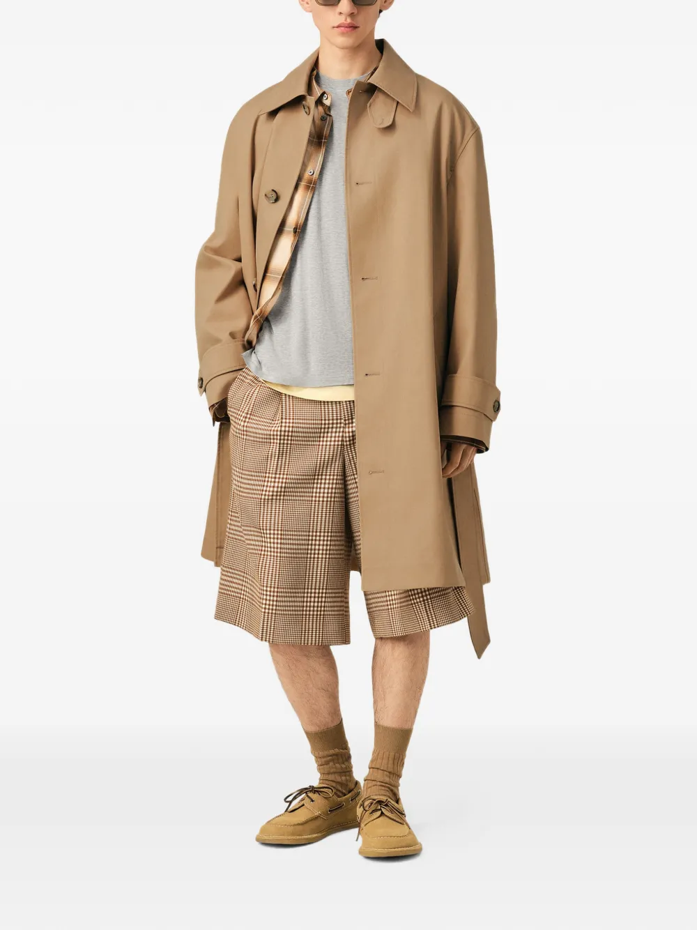 AMI Paris Waterafstotende katoenen Mac-jas met twill-riem Beige