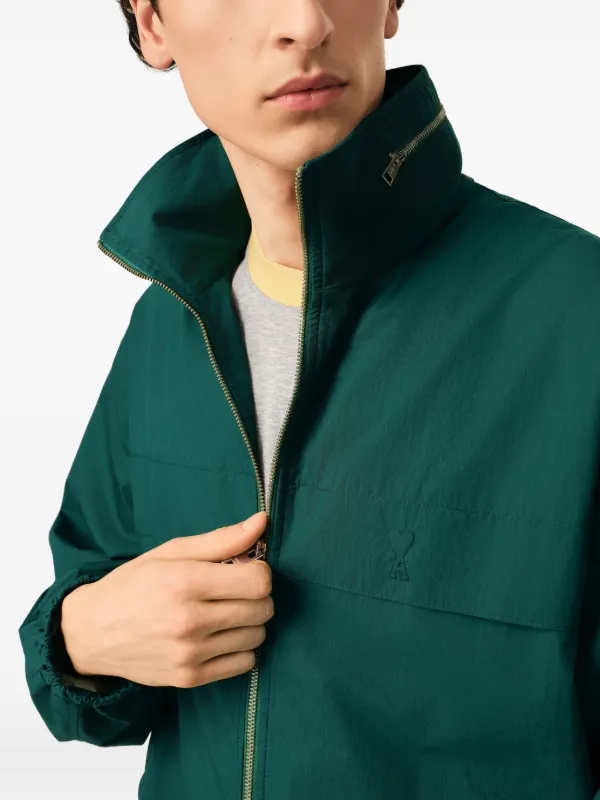 ami paris オリーブグリーン フリースジャケット AMI Paris Cotton And Nylon Canvas Windbreaker | Green | FARFETCH