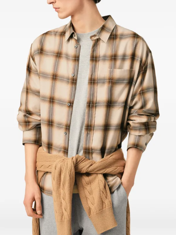 AMI Paris Ami De Coeur Checkered Boxy Shirt | Neutrals | FARFETCH OM