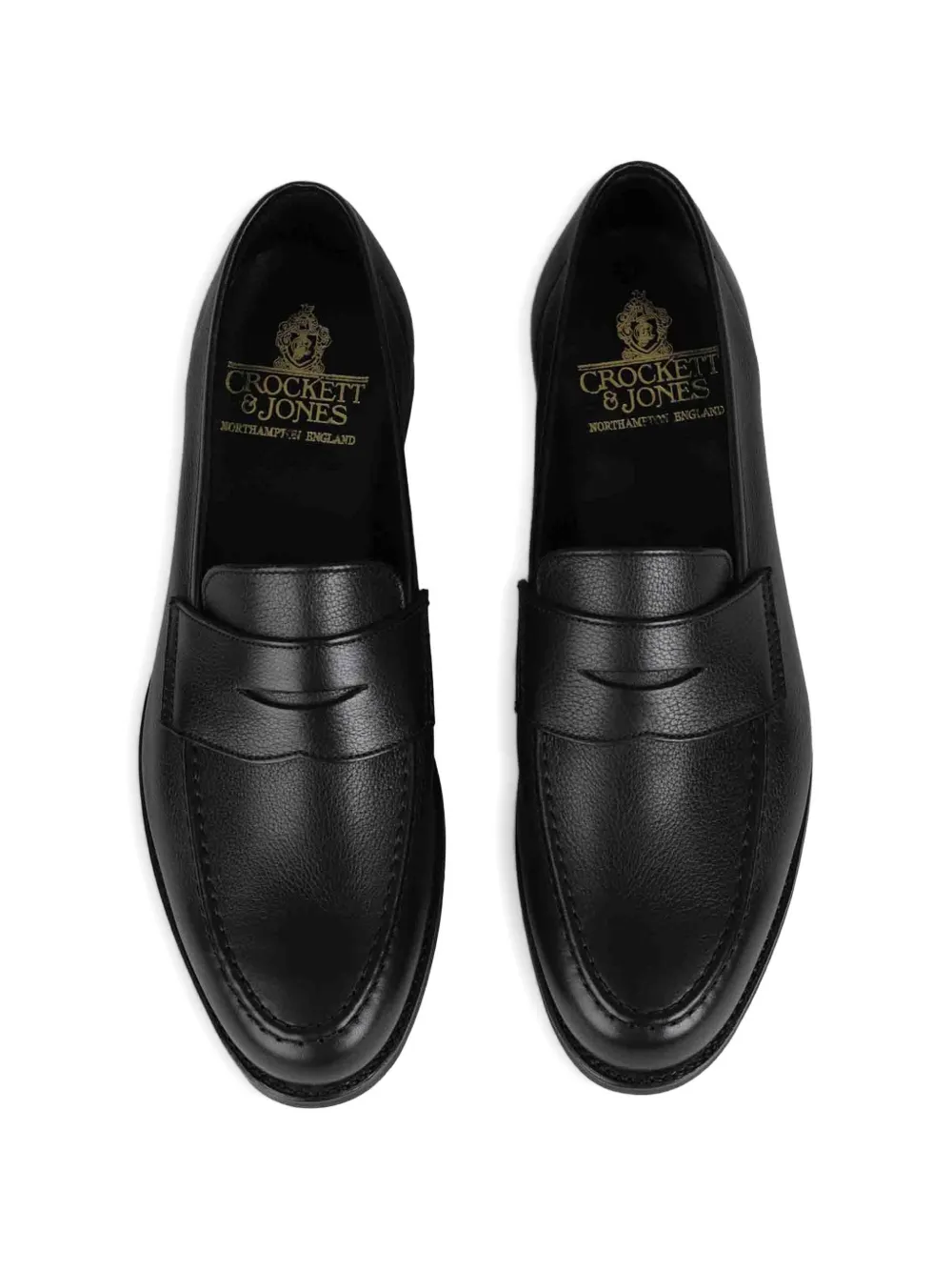Crockett & Jones Harvard pebbled leather loafers Zwart