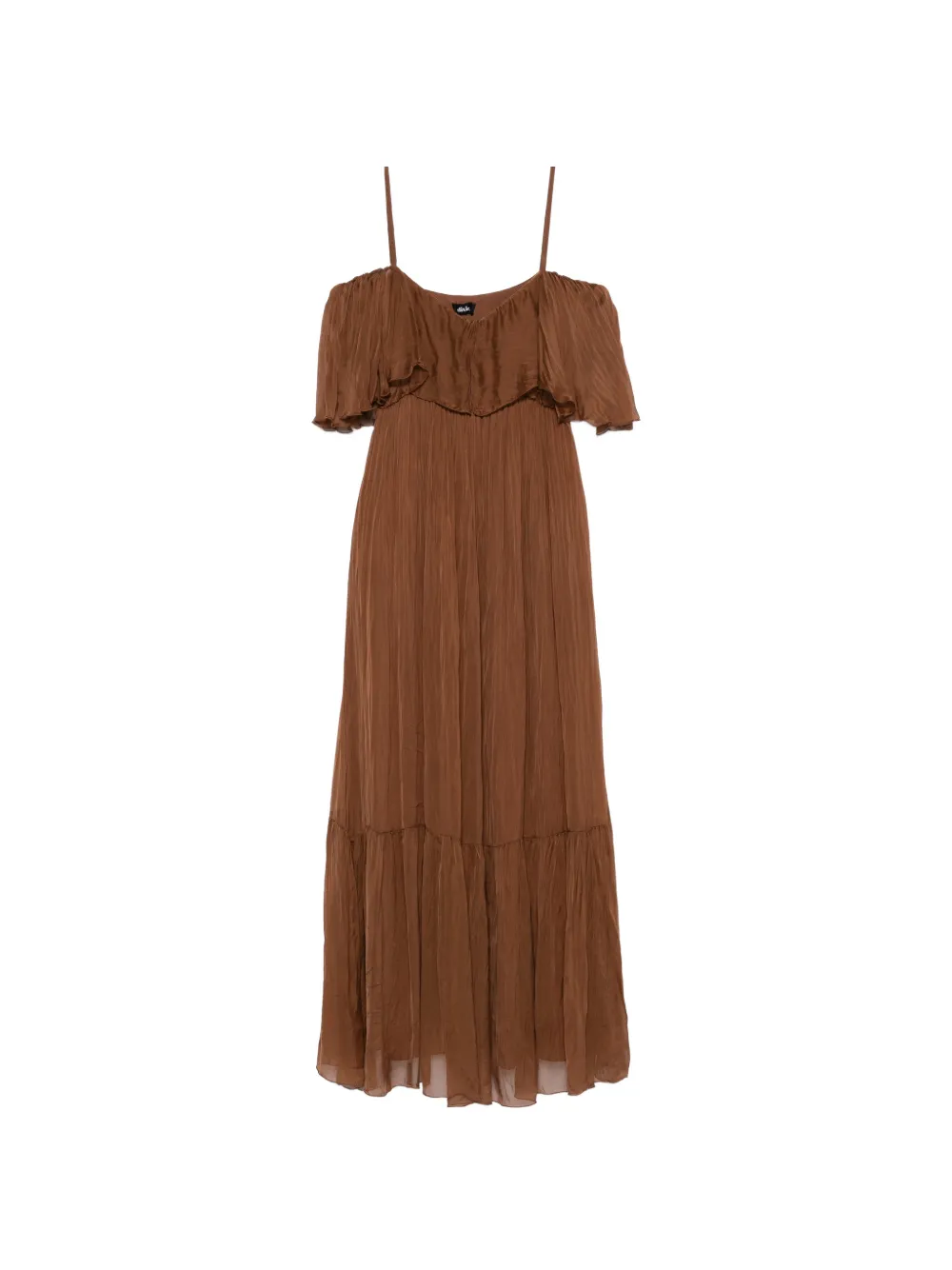 DIXIE ruffled-detail maxi dress - Marrone