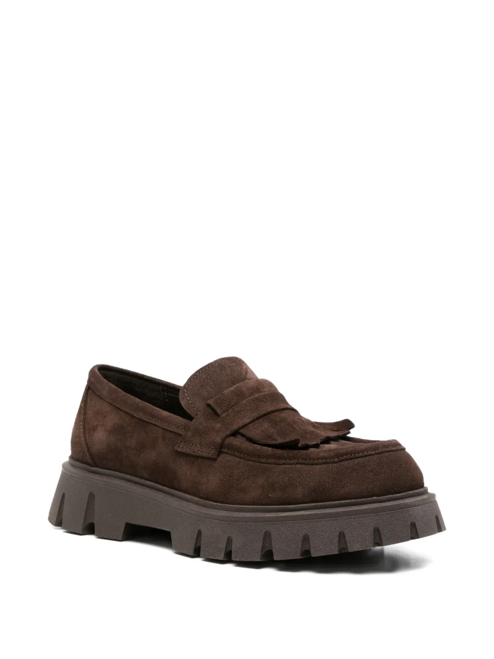 SERGIO MORETTI FIRENZE Loafers met franje en chunky zool Bruin