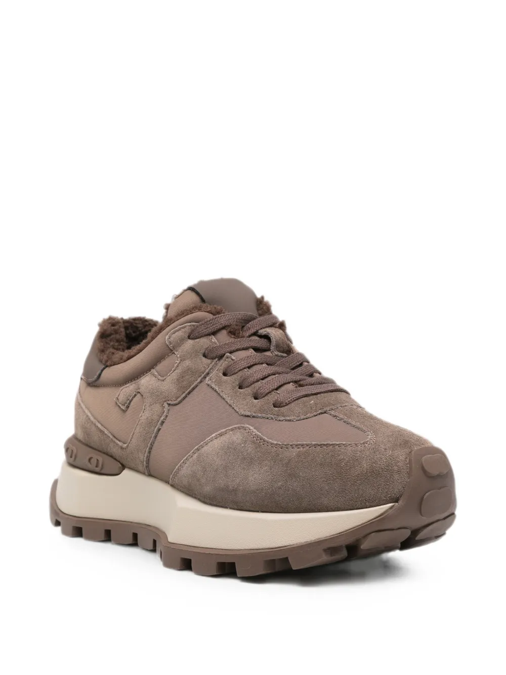 SERGIO MORETTI FIRENZE Sneakers met lammy voering en vlakken Bruin