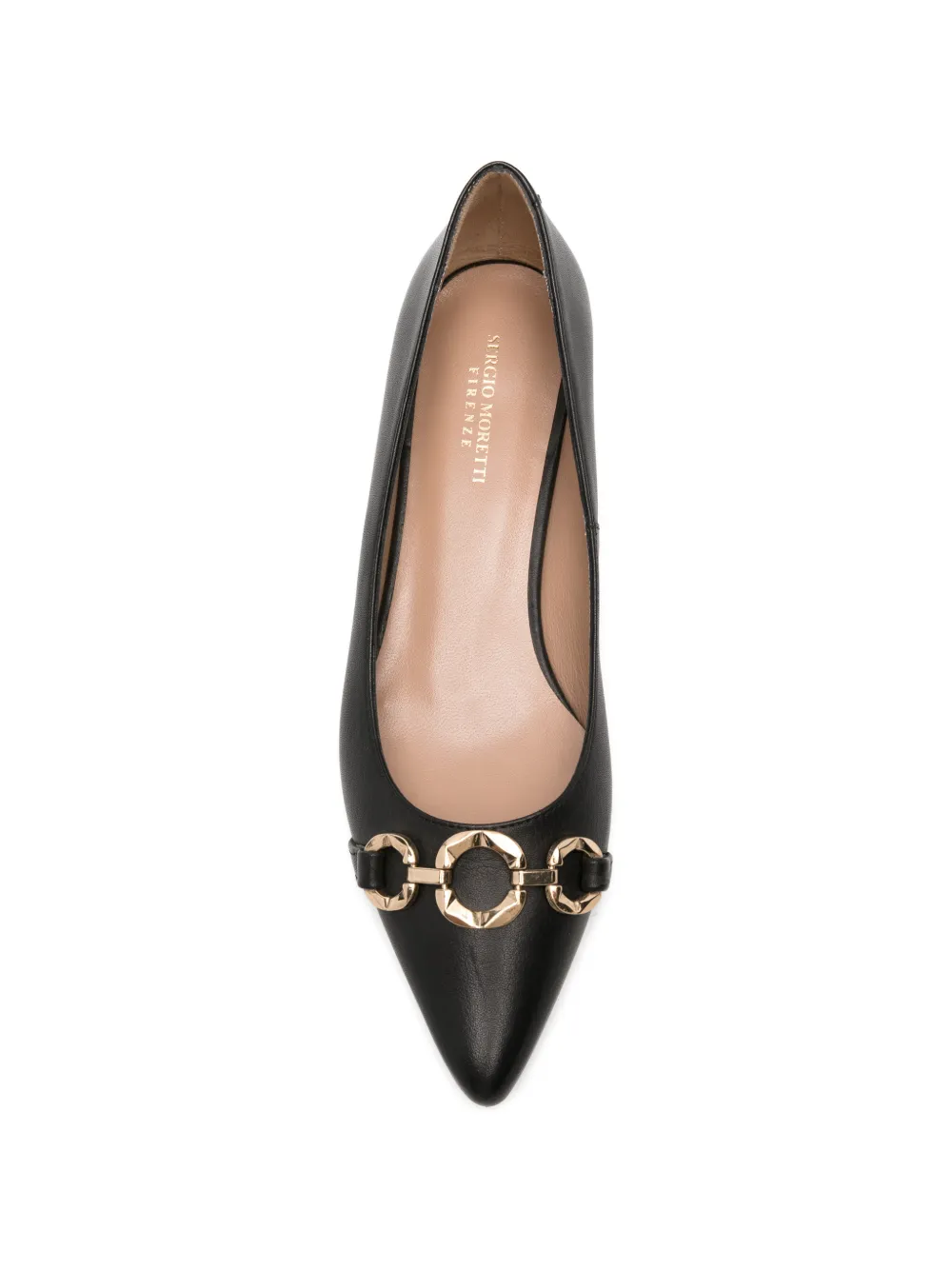 SERGIO MORETTI FIRENZE Pumps met kettingdetail en puntige neus Zwart