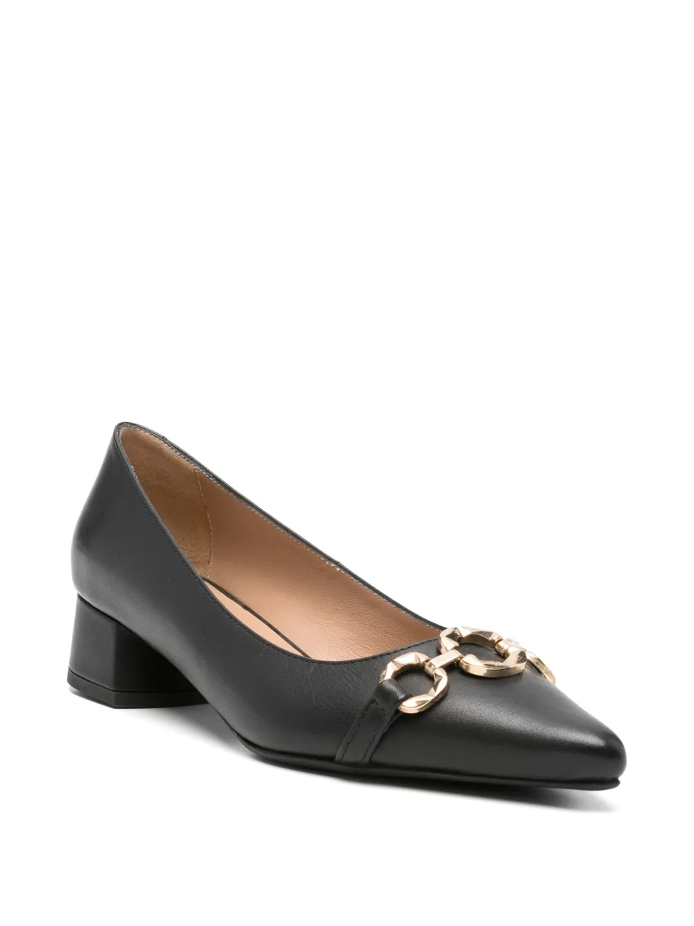 SERGIO MORETTI FIRENZE Pumps met kettingdetail en puntige neus Zwart