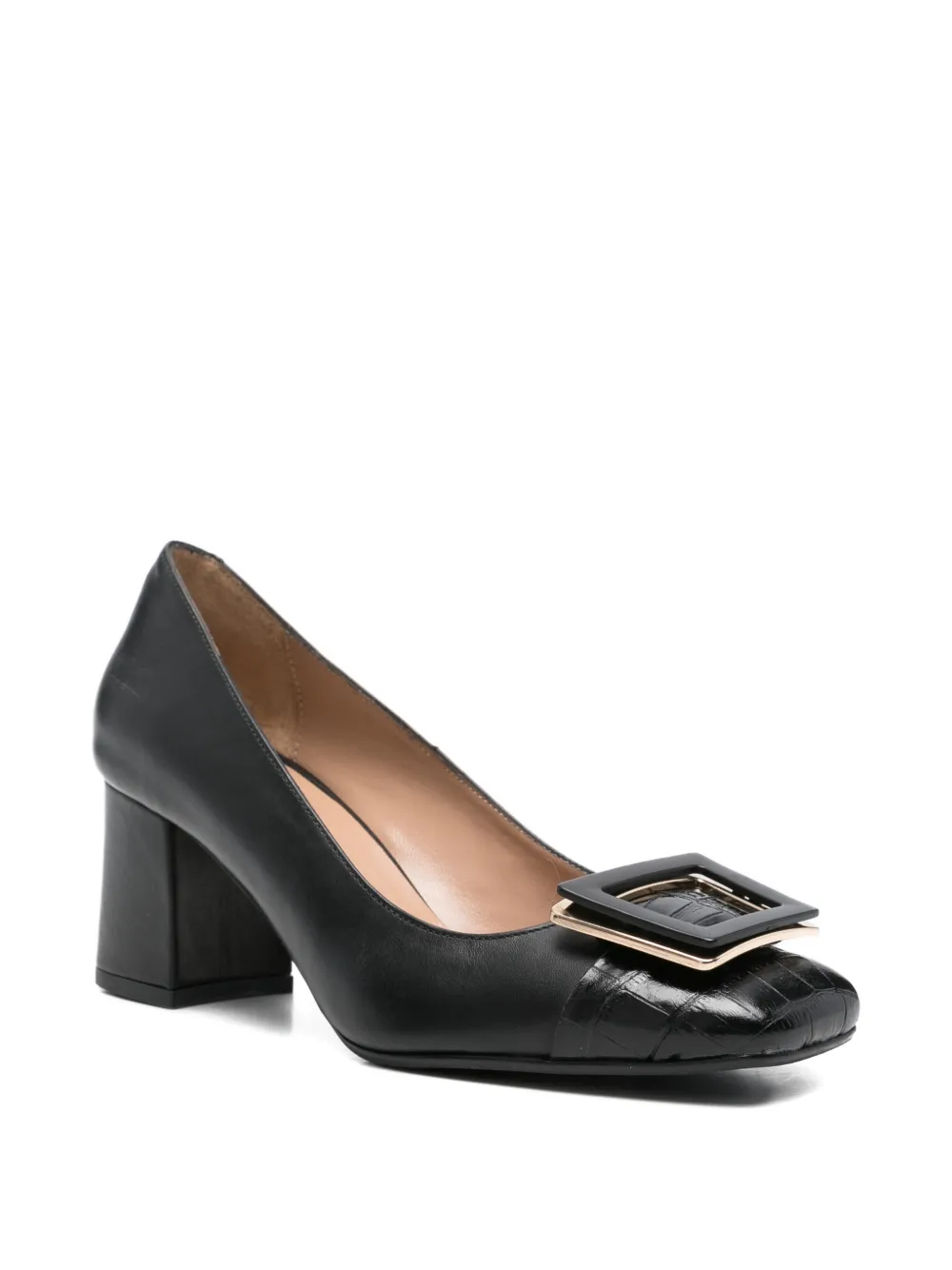 SERGIO MORETTI FIRENZE Pumps met krokodillen-reliëf en gespdetail Zwart