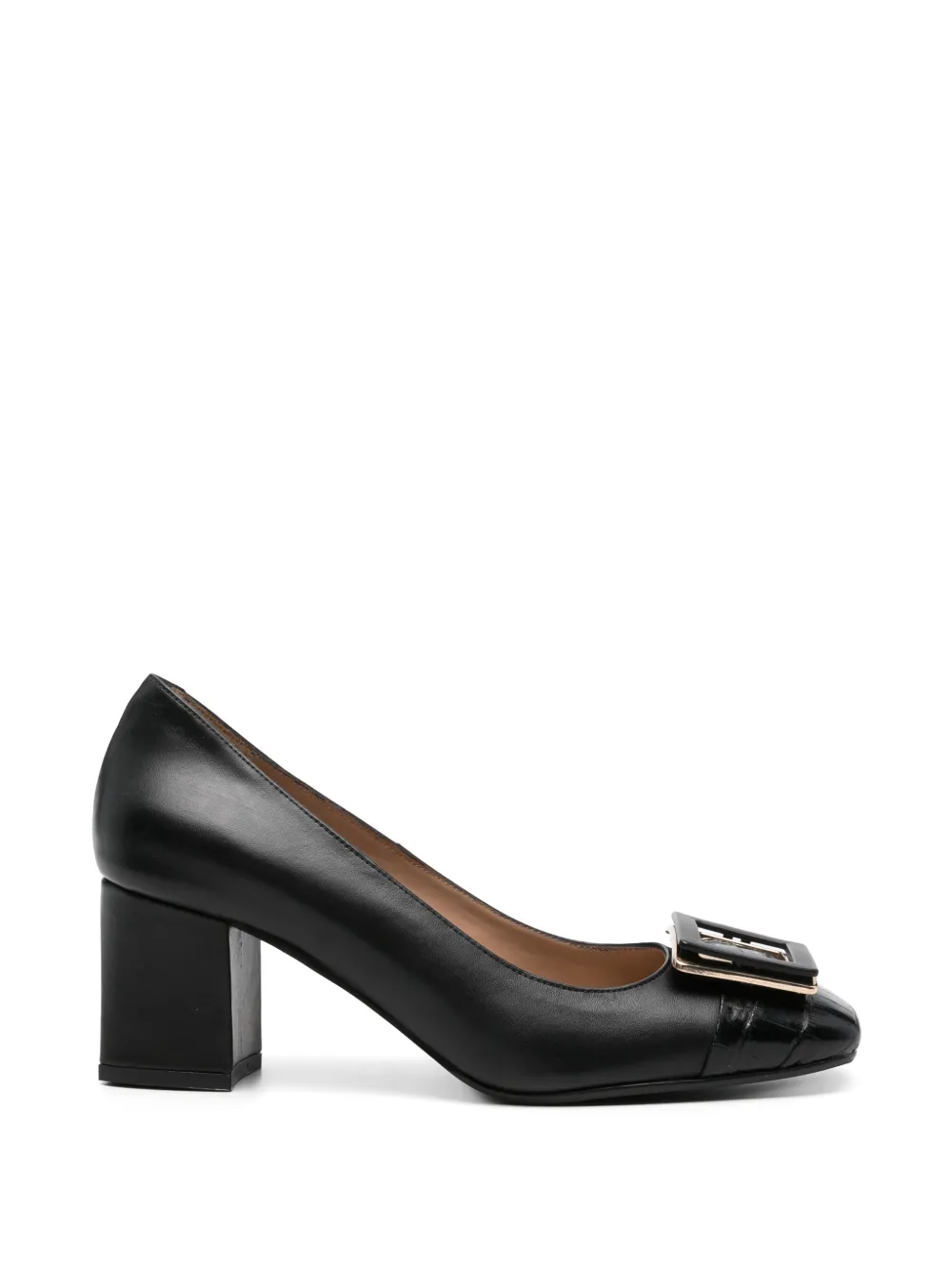 SERGIO MORETTI FIRENZE Pumps met krokodillen-reliëf en gespdetail Zwart