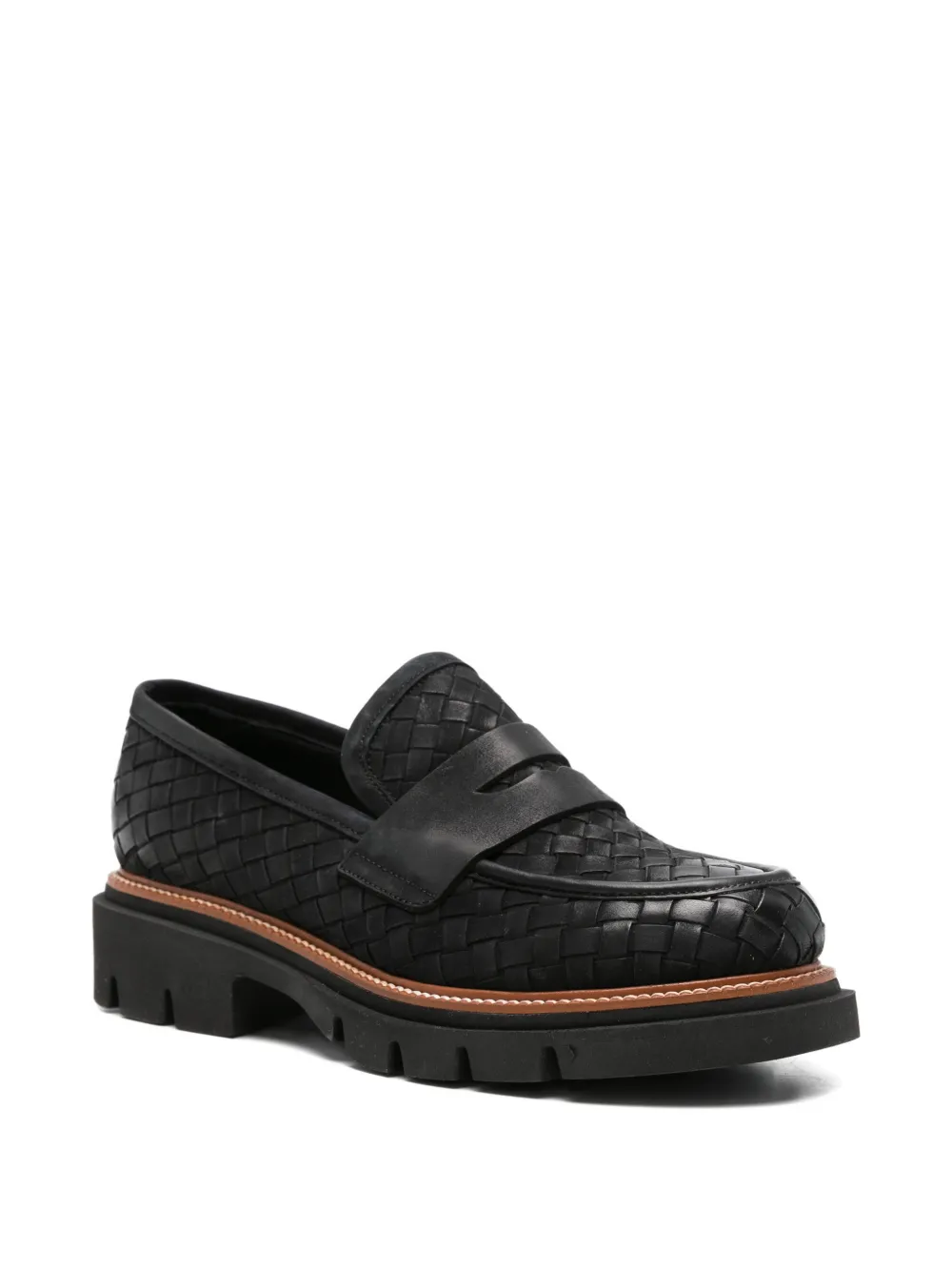 SERGIO MORETTI FIRENZE Geweven loafers met chunky zool Zwart