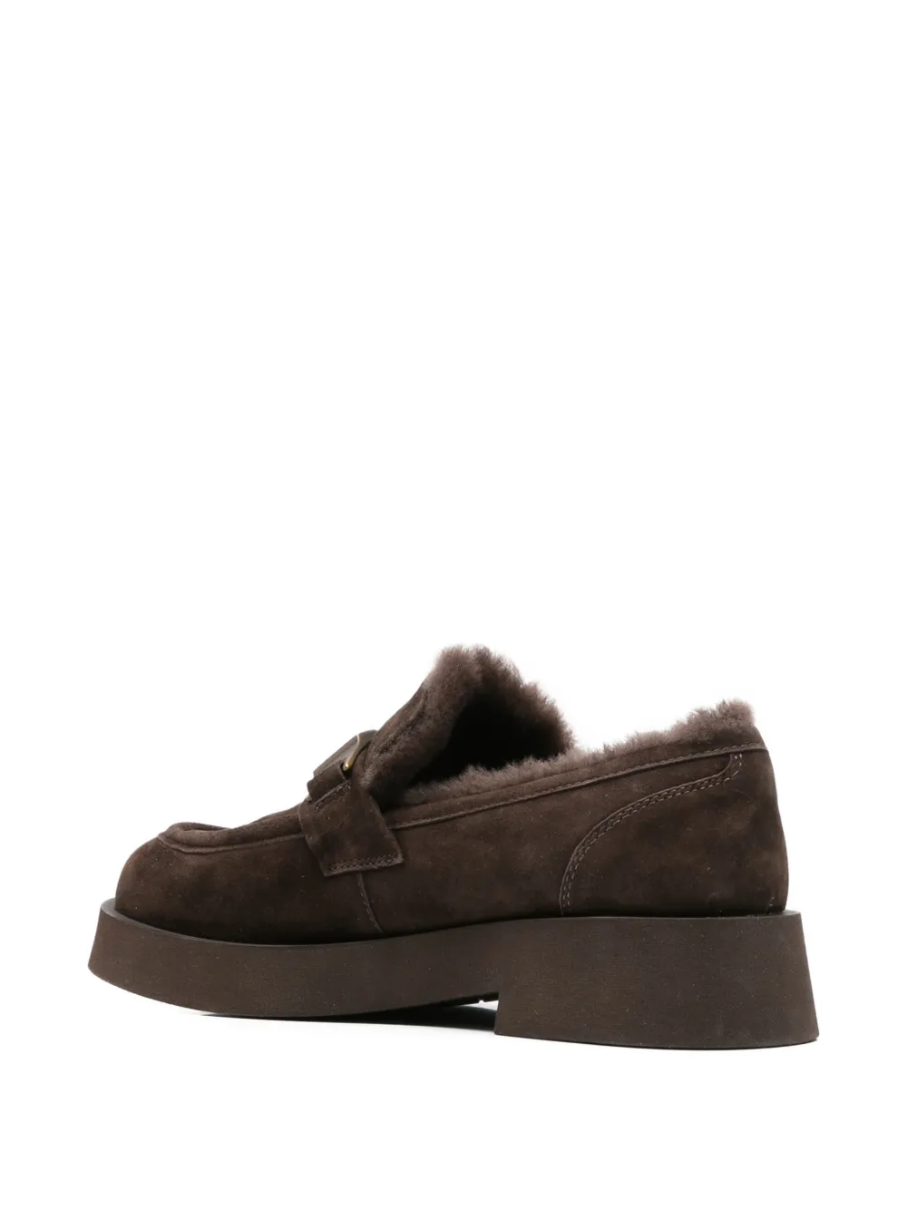Sergio Moretti Firenze 시어링 안감 버클 디테일 로퍼 In Brown