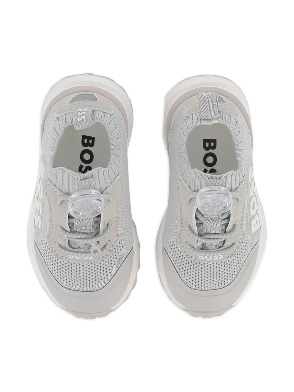 BOSS Kidswear knitted panel sneakers Grijs