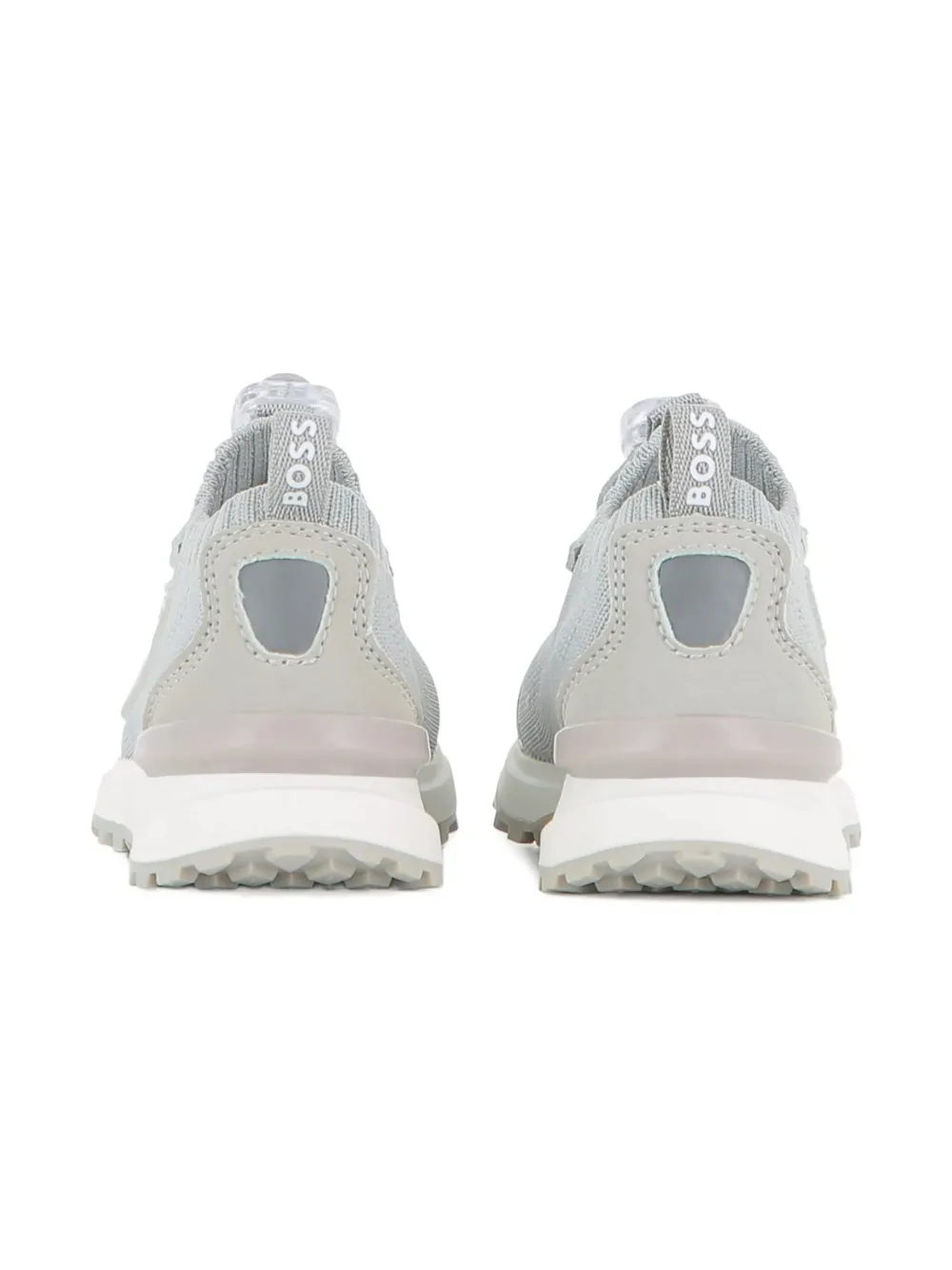 BOSS Kidswear knitted panel sneakers Grijs