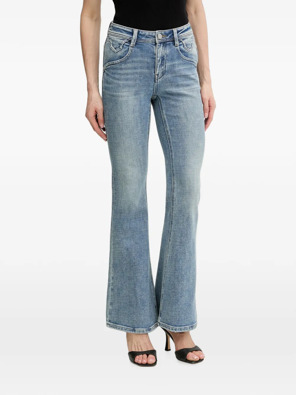 Miss Sixty Bella contrast-stitched mid-rise flared jeans - Blu