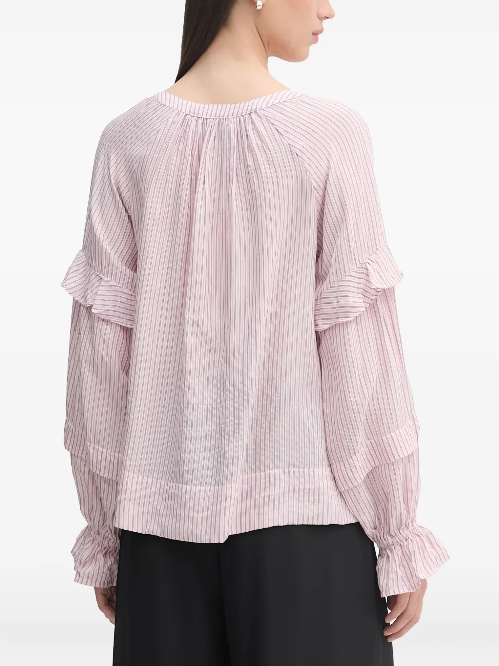 Mos Mosh Jorun gestreepte blouse met ruches Roze
