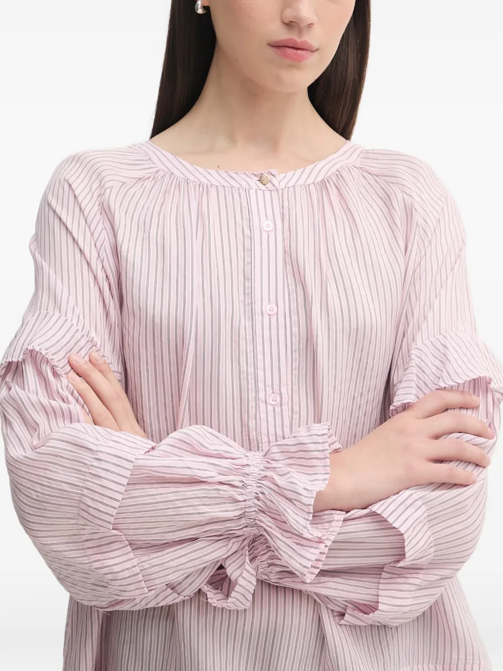 Mos Mosh Jorun gestreepte blouse met ruches Roze