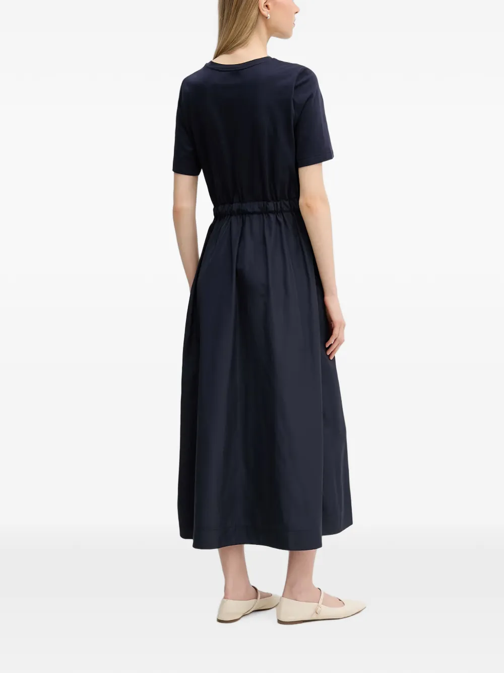 OUI Jurk met trekkoordtaille en korte mouwen Blauw