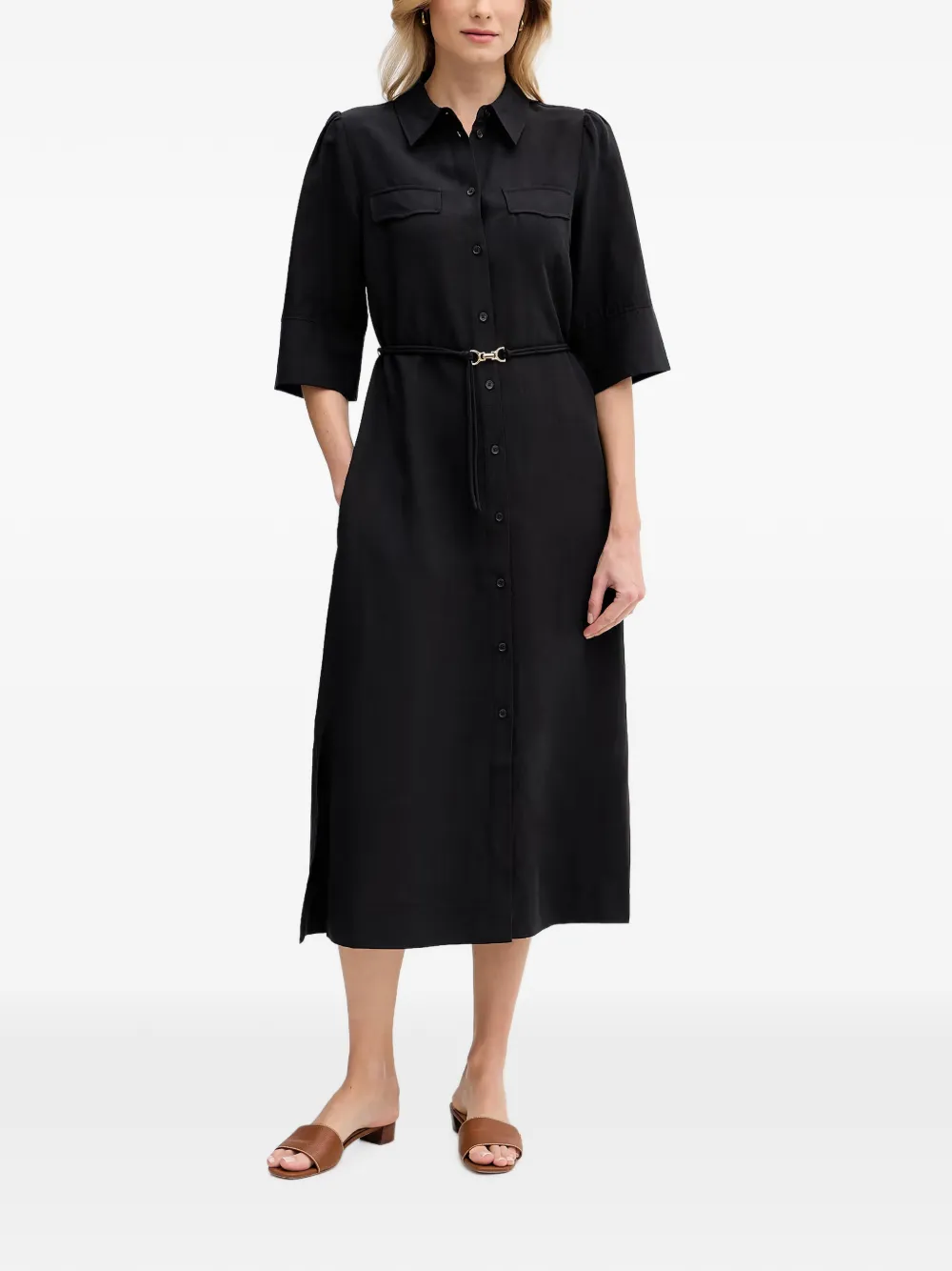 Mos Mosh Rayas Alexis belted button-down shirt midi dress