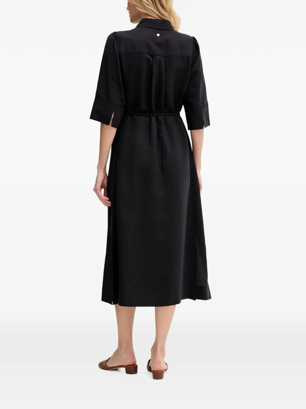 Mos Mosh Rayas Alexis button-down midi-jurk met ceintuur Zwart