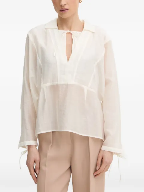 MUNTHE Babette tie-fastening semi-sheer blouse
