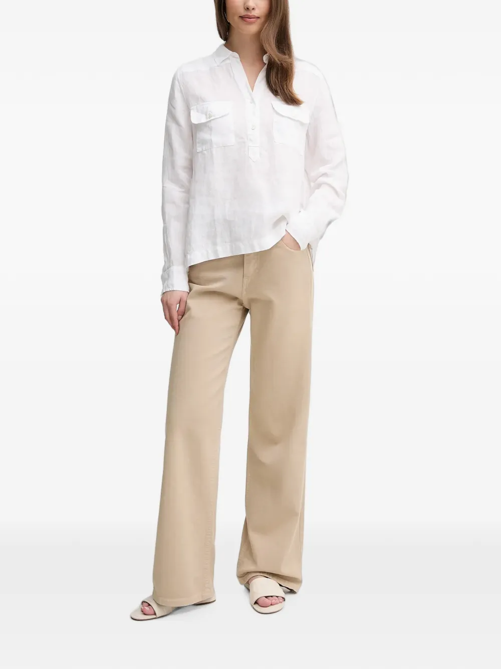Mos Mosh Blouse met zak met knoopsluiting Wit